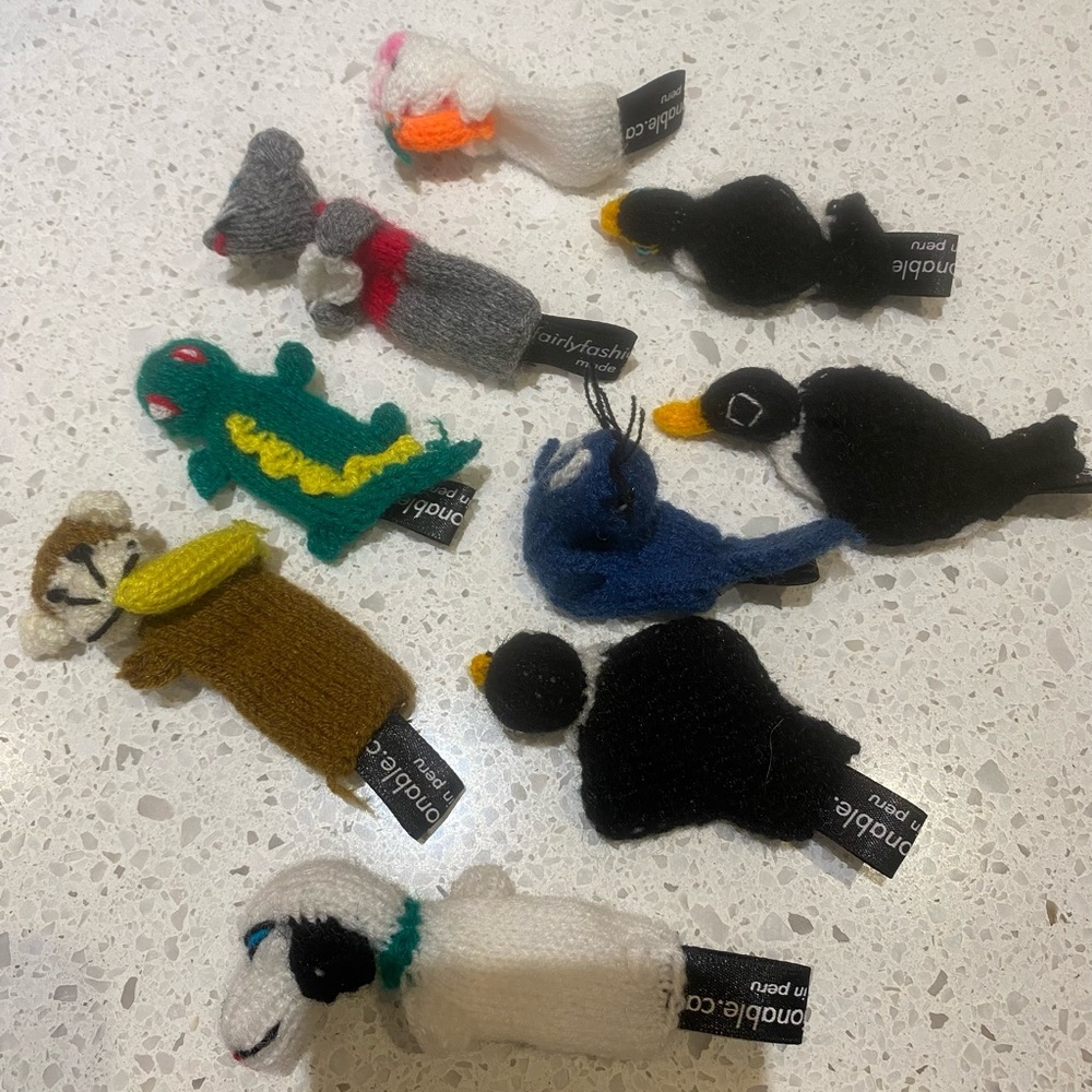 Set of 9 Knitted Animal Finger Puppets